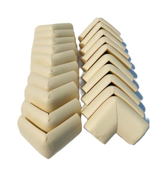 EWANTO 20er Tisch Sicherheits Eckenschutz aus Schaumstoff Creme beige Selbstklebendes Kissen, Kantenschutz mit Kleber Stoßschutz Kindersicherung KSBC-01