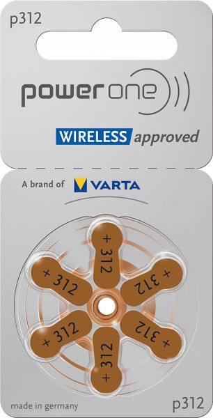 Varta Power One Gr. 312 Hörgerätebatterien 1,45V 6er Blister PR41 Braun 24607 p312