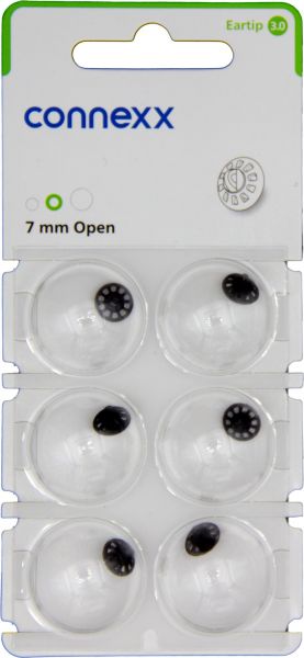 connexx Eartip 3.0 7 mm Open Dome 6er Blister Grün Hörgeräteschirmchen Silikon 10993680