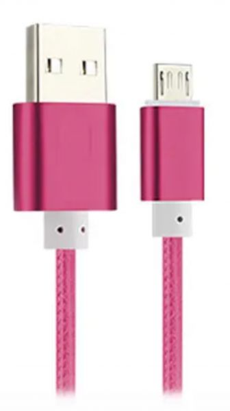 EWANTO 1m USB-A (m) auf micro USB (m) Kabel geflochten, Rosa Ladekabel 3A, Android Smartphones Tablets Kamera und Computer MULR-01