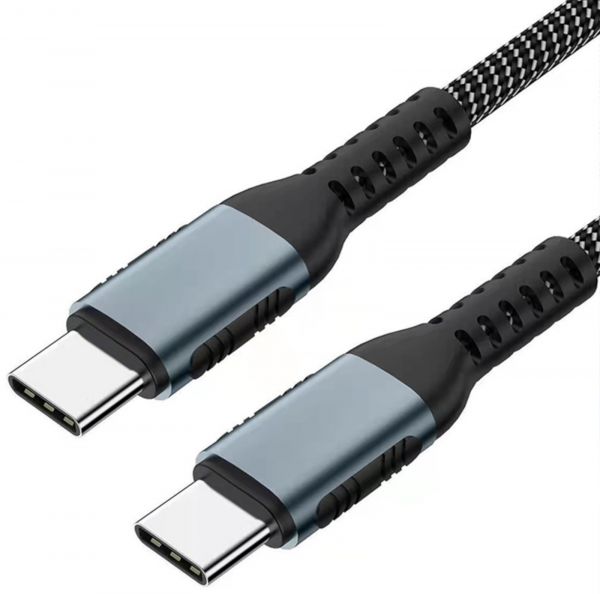 EWANTO 100Watt USB-C auf USB-C Kabel 1m geflochten grau Ladekabel Power Delivery und SuperSpeed+. Für Macbook, Apple, Samsung, Xiaomi moderne Smartphones und Laptops USCC-02