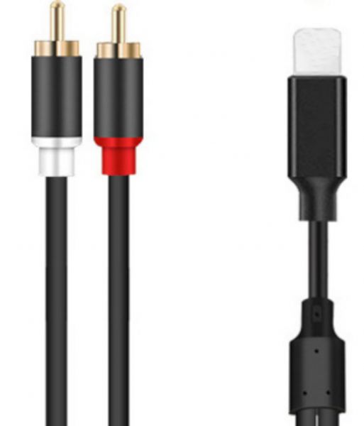 EWANTO 1m für iOS für Apple für iPhone 5 bis 13 X Xr Xs Max für Ipad (m) auf 2x Cinch (m) Audio Adapter Schwarz Adapterkabel Musik für Apple für iphone für iPad für iPod für Macbook analog Stereo LCA-01