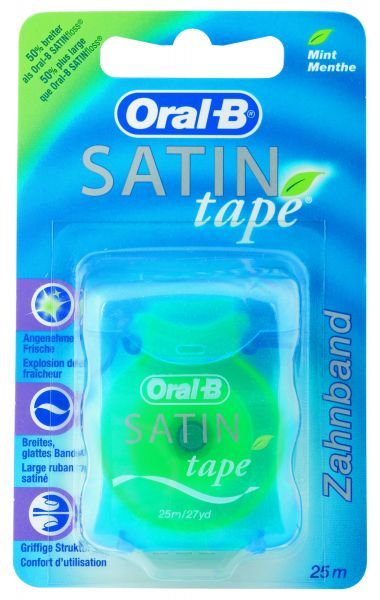 Oral-B Satin Tape Zahnseide Minze 25m Zahnband, extra-breit