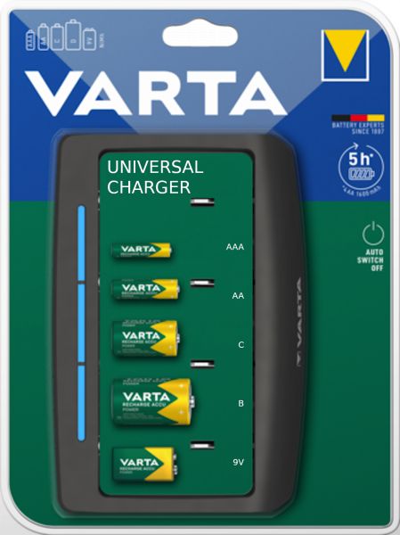 Varta Universal Ladegerät für verschiedene Akkutypen Universal Charger for rechargeable batteries 57648