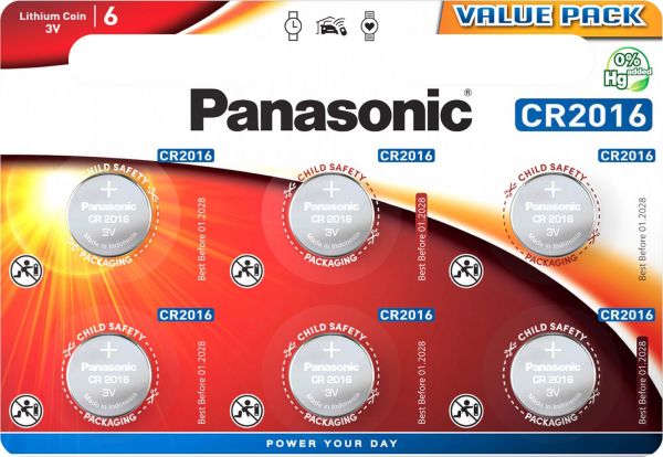 Panasonic Knopfzelle Lithium CR2016 6er Blister 3V CR-2016EL/6BP