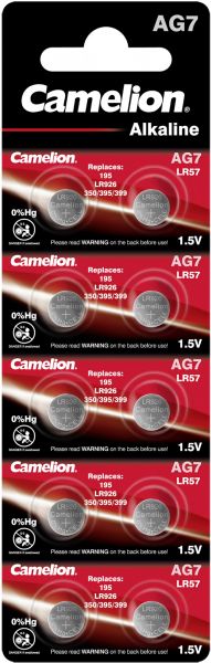 Camelion 20x Alkaline Knopfzelle AG7 LR57 LR927 395 1,5 V 10er Blister 12050207
