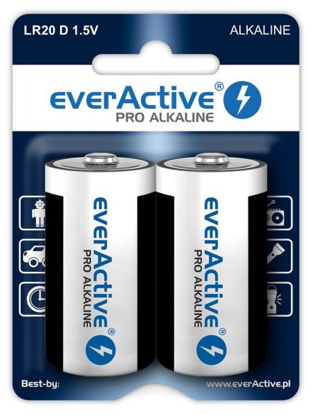 everActive Pro Alkaline LR20 D 1,5V High Performance Batterie 2er Blister 17500 mAh EVLR20-PRO
