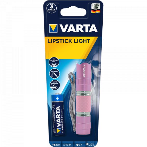 Varta Lipstick Light LED Taschenlampe pink inkl. 1x AA VARTA Longlife Alkaline 1,5 V 16617