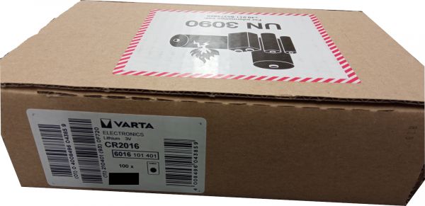 Varta 100x CR2016 1er Blister 3V Batterie Lithium Knopfzelle VCR2016