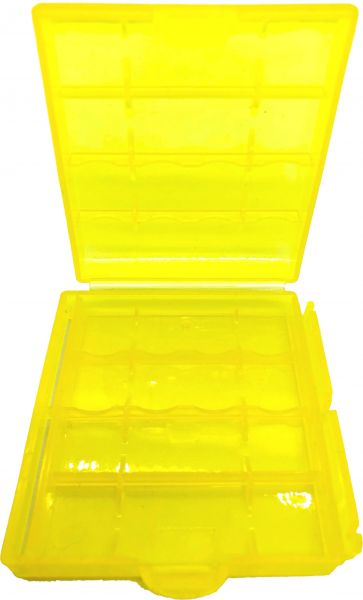 EWANTO Batteriebox gelb für 4 Stk. Mignon AA oder Micro AAA Batterien und Akkus Akkubox zur Aufbewahrung - ohne Akkus EBB-GB14013