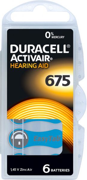 Duracell Activair Hearing Aid Gr. 675 Hörgerätebatterien 6er Blister PR44 Blau 24600 6055