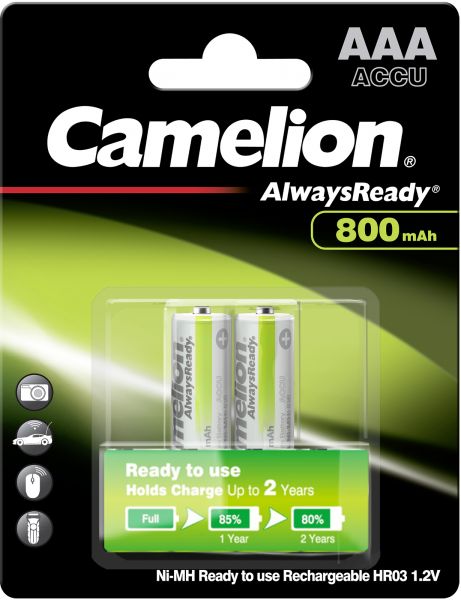 Camelion AlwaysReady Akku Ni-MH AAA HR03 1,2V 800 mAh 2er Blister Micro 17408203