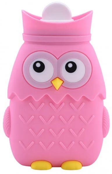 EWANTO Mini Eule Silikon Wärmflasche 400 ml Bettflasche Handwärmer für Erwachsene und Kinder Pink WEP-02