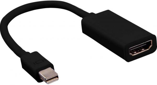 EWANTO 25cm Mini DisplayPort (m) auf HDMI (w) Adapterkabel Stecker HDMI Buchse Schwarz für Apple Laptop PC Monitor TV MiniDP mDP MHDK-01