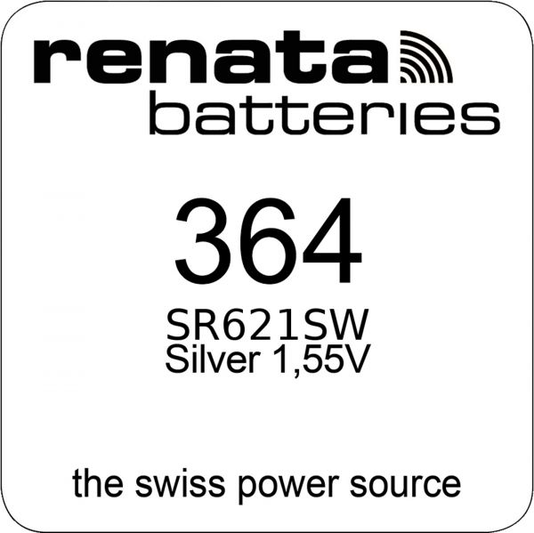 Renata Watch 364 Uhrenbatterie SR621SW MF 0% Mercury 1,55 V Battery 1er Blister 364