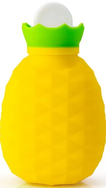 EWANTO Mini Ananas Silikon Wärmflasche 200 ml Bettflasche Handwärmer für Erwachsene und Kinder Gelb WAG-01
