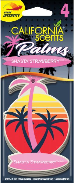 California Scents Lufterfrischer Palm 4er Packung Geruchsorte Shasta Strawberry 4 Duftpalmen Air Fresheners CPA012-4EU 149841