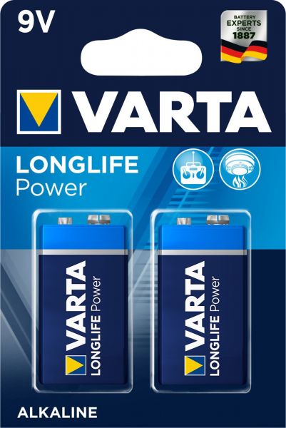 Varta 10x Longlife Power Alkaline 9V Batterie 2er Blister 4922