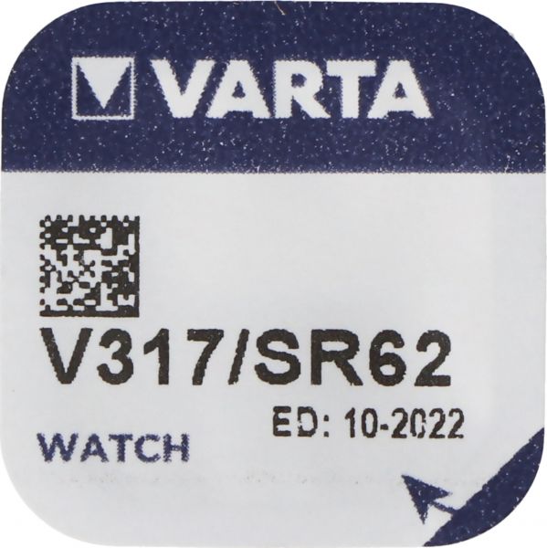 Varta Watch V 317 Uhrenzelle Knopfzelle SR 516 SW V317 Silber-Oxid 8mAh 1,55 V 1er Blister SR 62 SW V 317