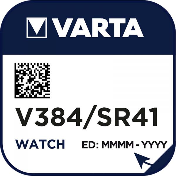 Varta Watch V384 Uhrenzelle Knopfzelle SR 41 SW Silber-Oxid 42 mAh 1,55 V 1er Blister V 384