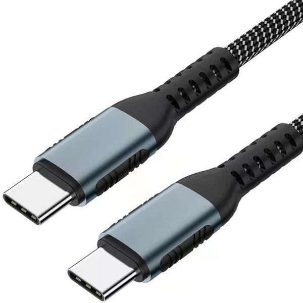 EWANTO 100Watt USB-C auf USB-C Kabel grau 2m Ladekabel Power Delivery und SuperSpeed für Macbook für Apple für Samsung für Xiaomi moderne Smartphones und Laptops USCC-01