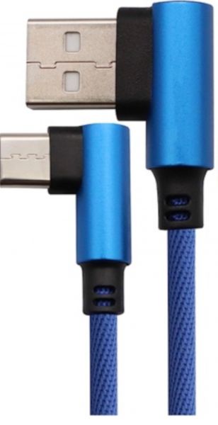 EWANTO 90° gewinkeltes USB-A (m) auf 90° gewinkeltes micro USB (m) Kabel, Blau 1m 2,4A Ladestrom zum Laden von Handys Tablets Bluetooth Speaker GWUB-01