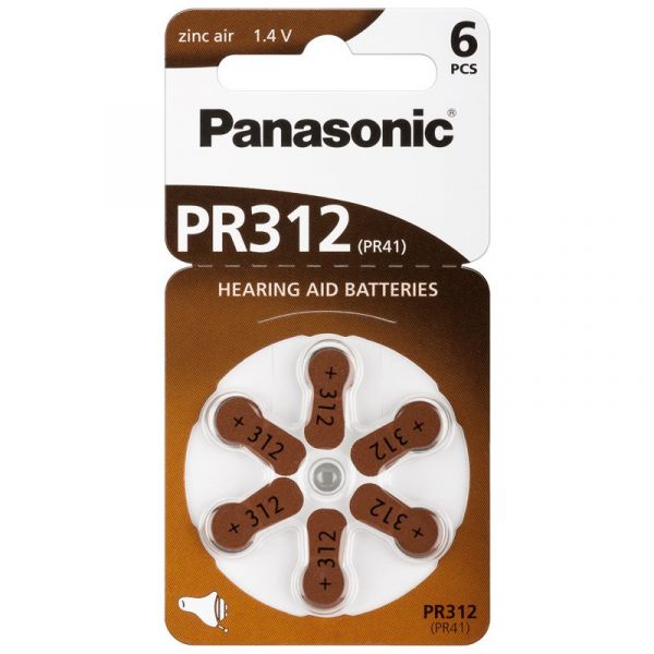 Panasonic Gr. 312 Hörgerätebatterien 6er Blister PR41 PR-312 Braun 24607 2A712349