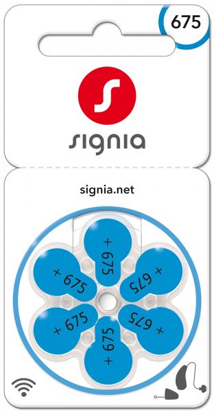 Signia Gr. 675 Hörgerätebatterien 6er Blister PR44 Blau 24600 Sig675 24600313436