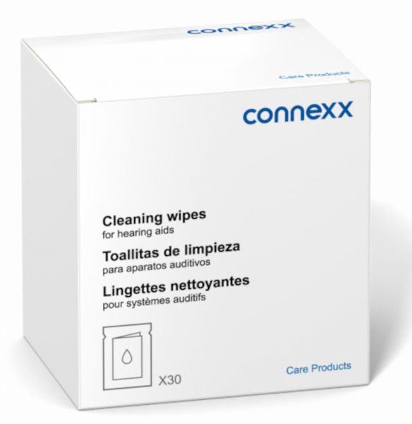connexx 30er Hörgeräte-Reinigungstücher Hörgerätereinigungstücher Reinigungstücher zum Abwischen der Oberfläche des Hörgeräts und des Ohrpassstücks, Cleaning Wipes für alle Hörgeräte (1X 30er) 10947093