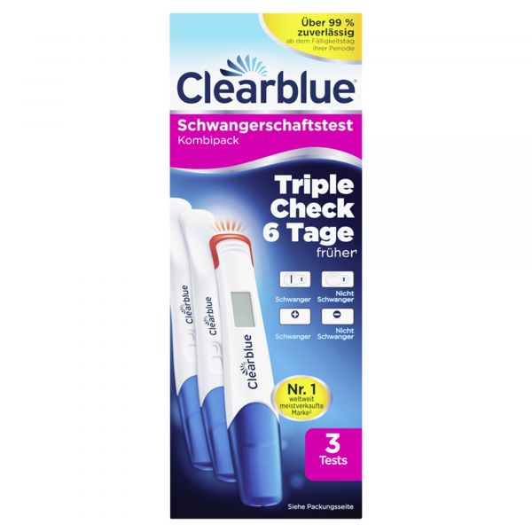 Clearblue Schwangerschaftstest Triple Check Ultra Früh Kombipack