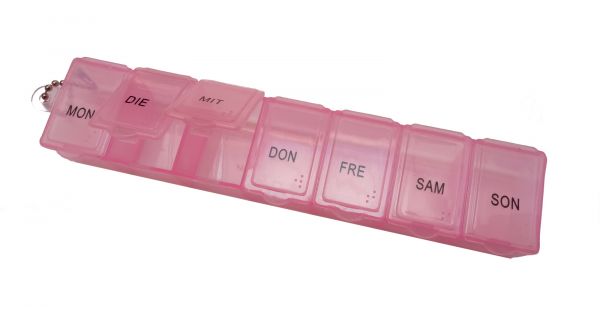 EWANTO Tablettenbox Pillendose Medikamentenbox 7 Tage mit Schlüsselanhänger Rosa Pink BPA-frei HA-32