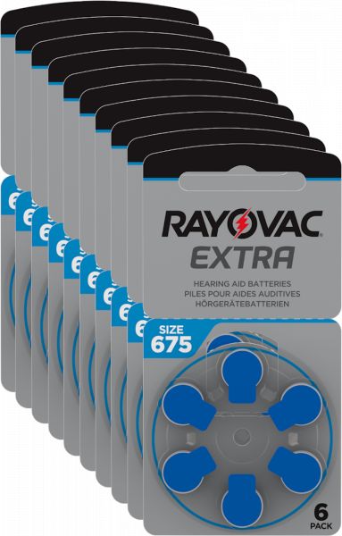 Rayovac 10x Extra Advanced Gr. 675 - 6er Blister Hörgerätebatterien PR44 Blau 24600 675AUX-6XE