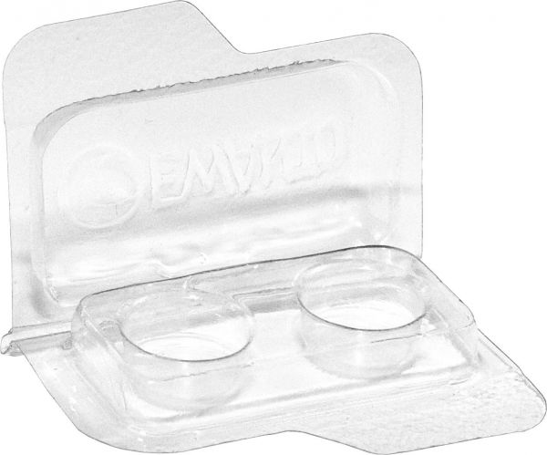 EWANTO Aufbewahrungsbox für 2 Hörgerätebatterien (10, 13, 312, 675), transparente Batteriebox für zwei Knopfzellen bis 12 mm x 6 mm (Ø x H), EWANTINI E014005