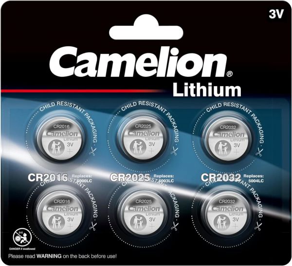 Camelion Knopfzellen-Batterie 6er Blister Lithium Set 3 Volt, CR2016/CR2025/CR2032, für verschiedenste Geräte- und Verbraucheranforderungen 13000600