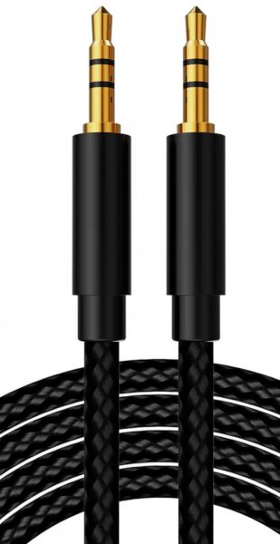 EWANTO 1m Klinke Stecker 3,5mm AUX (m) auf Klinke Stecker 3,5mm AUX (m) Schwarz Audio Musik Kopfhörer Earphone Earpad Headphone Kabel vergoldet KSAKS-01
