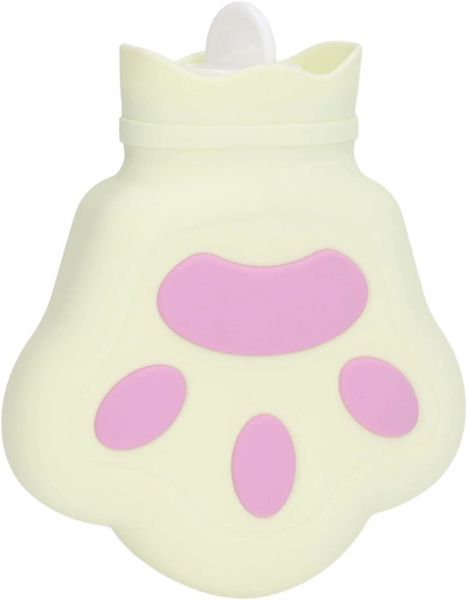 EWANTO Mini Silikon Bärentatzen-Form Wärmflasche 200 ml Bettflasche Handwärmer für Erwachsene und Kinder Farbe Creme WBC-01