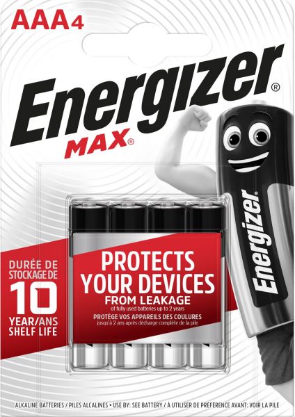 Energizer Max AAA 4er Blister Micro Batterie 1,5V LR03 E300124200