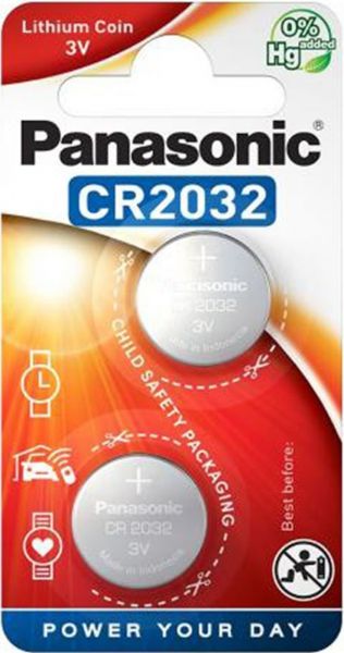 Panasonic Lithium 3V Zelle 2er Blister CR2032 IEC C Knopfzelle CR-2032EL/2B