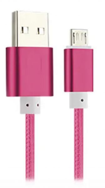 EWANTO 1m USB-A (m) auf micro USB (m) Kabel geflochten, Rosa Ladekabel 3A, für Android Smartphones für Tablets Kamera und Computer MULR-01