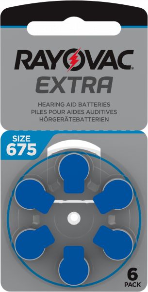 Rayovac Extra Advanced Gr. 675 Hörgerätebatterien 6er Blister PR44 Blau 24600 675AUX-6XEMF