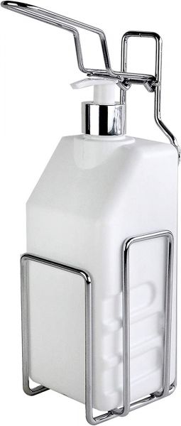 EWANTO Edelstahl Desinfektionsmittelspender inkl. Wandhalterung und 1000 ml Leerflasche mit Pumpspender E014011