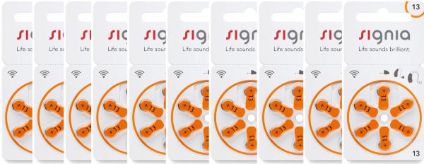 Signia 10x Signia Hörgerätebatterien 6er Blister PR48 Orange 24606 p13mf