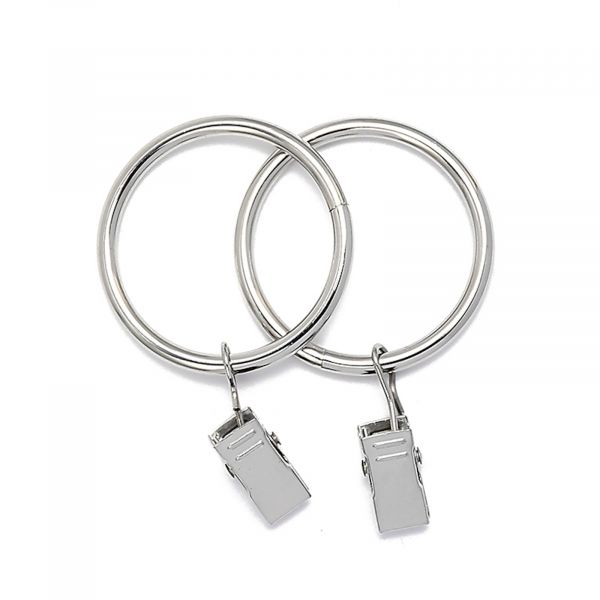 EWANTO Vorhangringe 10 Stück Silber glänzend 38 mm Durchmesser Gardinenringe Gardinenhaken Set Ring mit 18 mm Clip HH-11