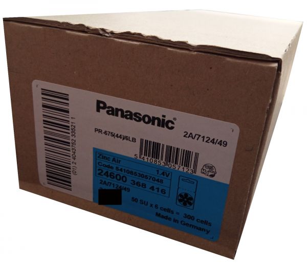 Panasonic 50x Gr. 675 Hörgerätebatterien 6er Blister PR44 Blau 24600 2A712449